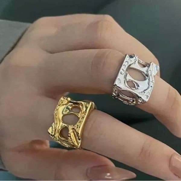 The Monster Ring adjustable in yellow gold plated 925 silver - Image 1