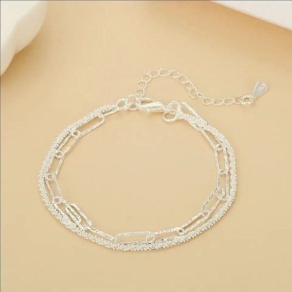 The Mixed Media double strand paperclip Bracelet in 925 - Thumbnail 6