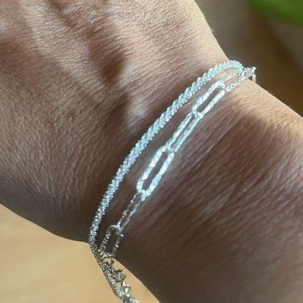 The Mixed Media double strand paperclip Bracelet in 925 - Thumbnail 7