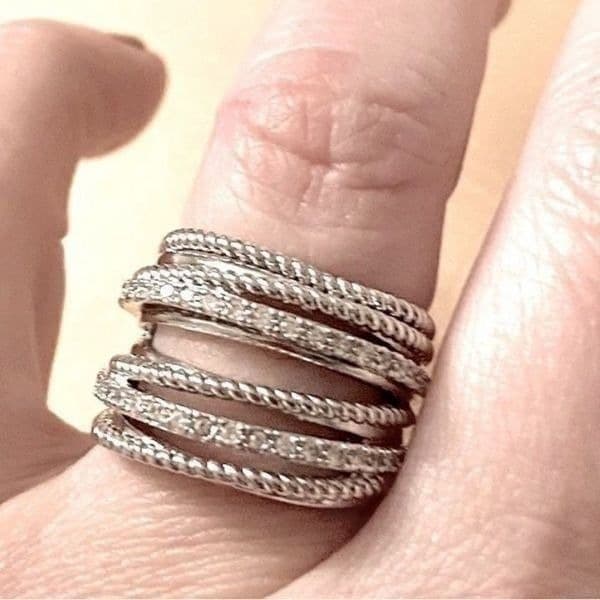 The Moderne Statement band ring in 925 & white sapphire sz 6 - Thumbnail 8