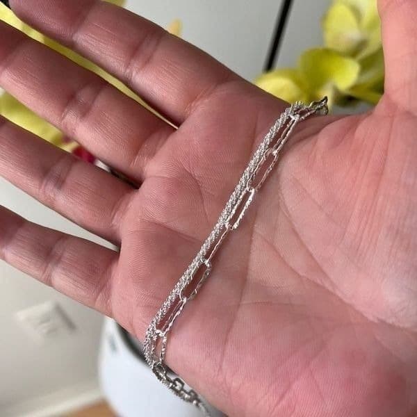 The Mixed Media double strand paperclip Bracelet in 925 - Thumbnail 5