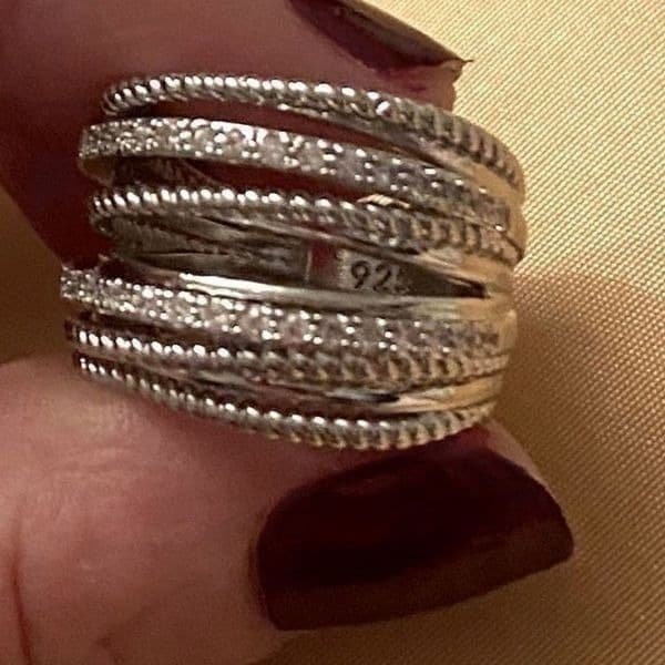The Moderne Statement band ring in 925 & white sapphire sz 6 - Thumbnail 4