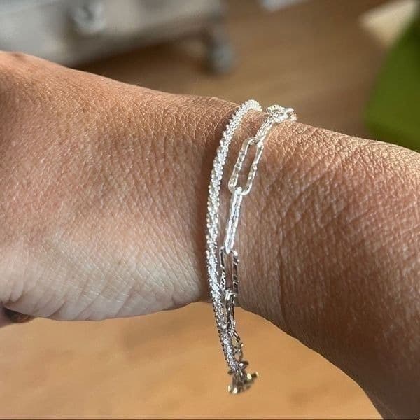 The Mixed Media double strand paperclip Bracelet in 925 - Thumbnail 8