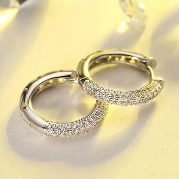 The Brilliance Mini Hoop Earrings in 925 and cubic zirconia - Thumbnail 2