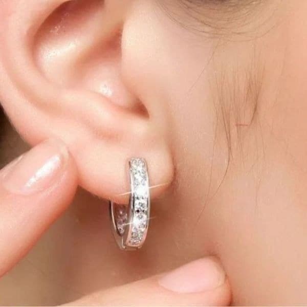 The Mini Sparkle Hoop earrings in 925 and cubic zirconia - Image 1