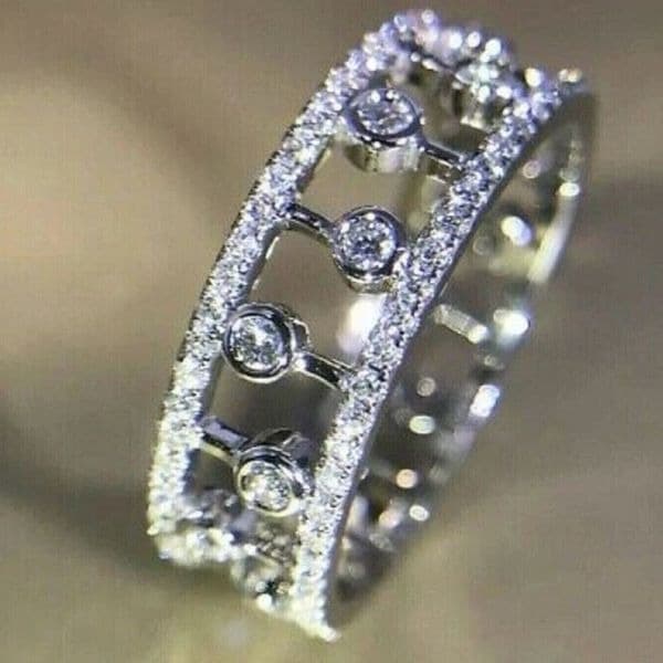 The Dainty Eternity Band with lab created stones and 925 silver Sz 7 - Thumbnail 2