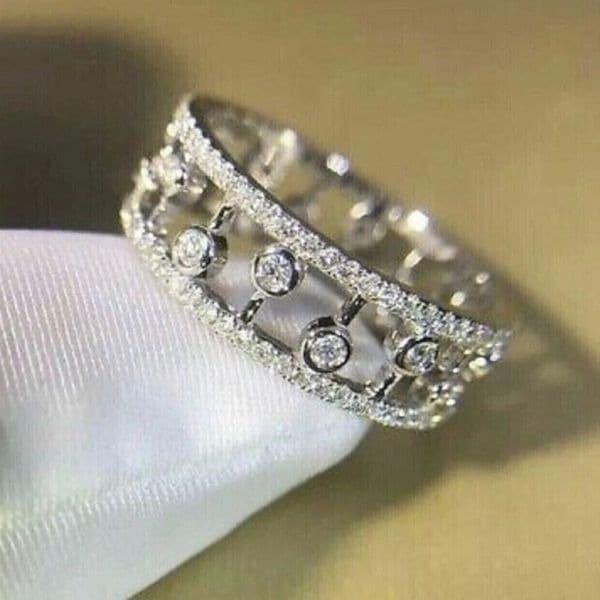 The Dainty Eternity Band with lab created stones and 925 silver Sz 7 - Image 1