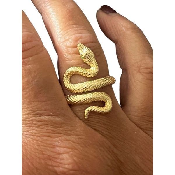 The Golden Serpent Ring in 925 silver plated 14k gold - Image 1