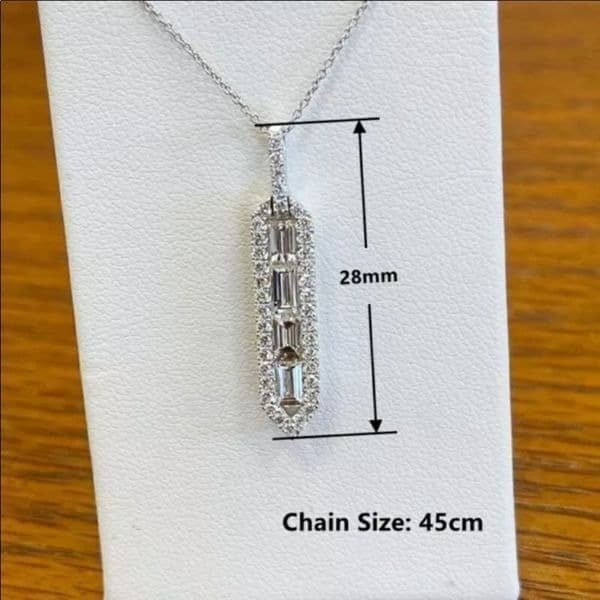 The Empire Estate inspired 925 White Sapphire Pendant necklace - Thumbnail 7