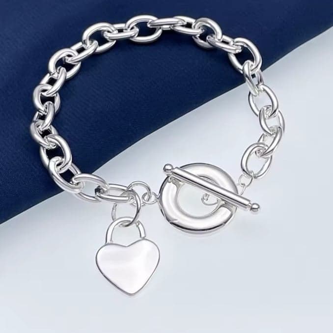 The Toggle Heart chain link sterling silver bracelet - Image 1