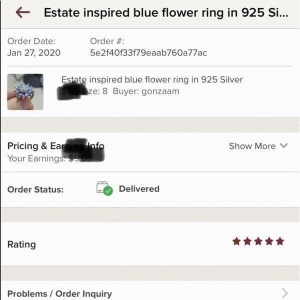 The Poppy Estate inspired blue flower ring in 925 Silver - Thumbnail 3