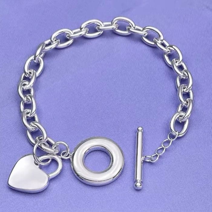 The Toggle Heart chain link sterling silver bracelet - Thumbnail 6