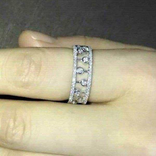 The Dainty Eternity Band with lab created stones and 925 silver Sz 7 - Thumbnail 4