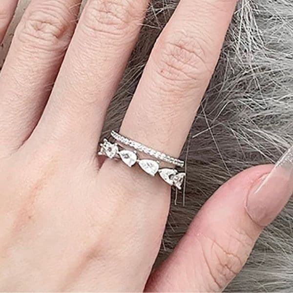 The Lucky Girl Ring adjustable in 925 silver with cubic zirconia - Thumbnail 5