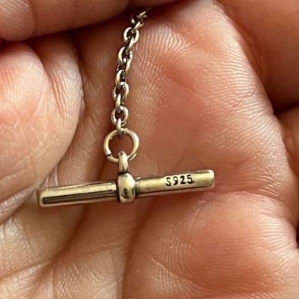 The Lock It Down Long silver necklace with lock and toggle closure - Thumbnail 5