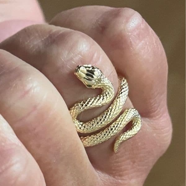 The Golden Serpent Ring in 925 silver plated 14k gold - Thumbnail 11