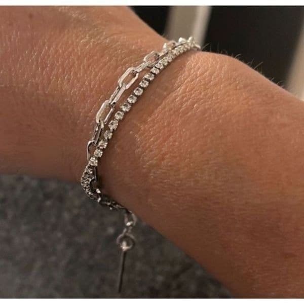 The Mixed Media 2 strand Bracelet in 925 and cubic zirconia. - Thumbnail 2