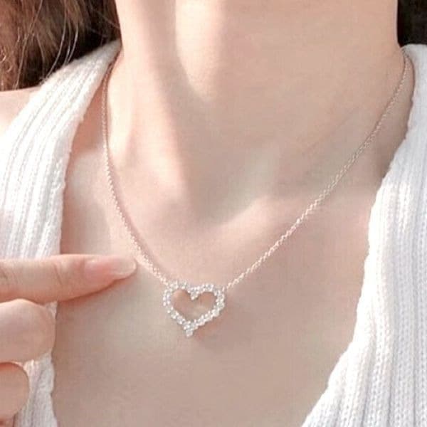 Last one!!The Darling Heart and sterling necklace with lab created stones - Thumbnail 7