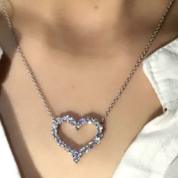 Last one!!The Darling Heart and sterling necklace with lab created stones - Thumbnail 5