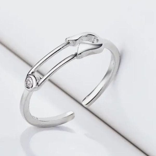 The Mini Safety Pin Ring with cubic zirconia - Thumbnail 3