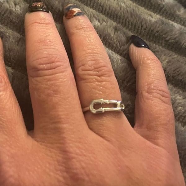 The Mini Safety Pin Ring with cubic zirconia - Thumbnail 5