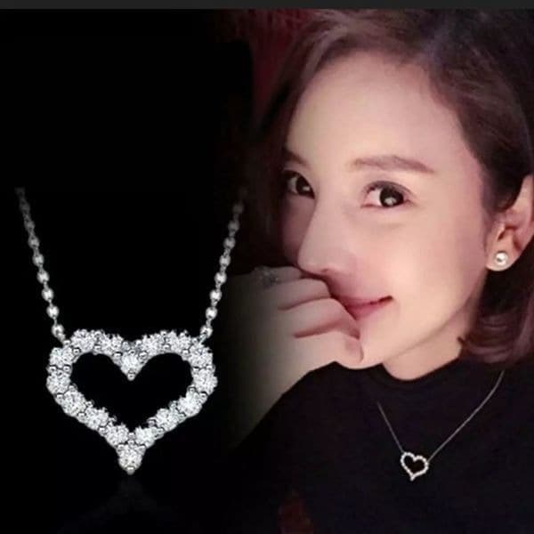 Last one!!The Darling Heart and sterling necklace with lab created stones - Thumbnail 2