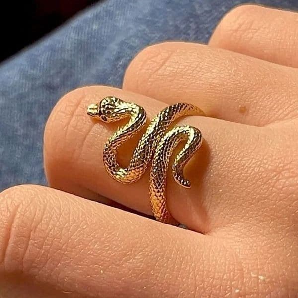 The Golden Serpent Ring in 925 silver plated 14k gold - Thumbnail 2