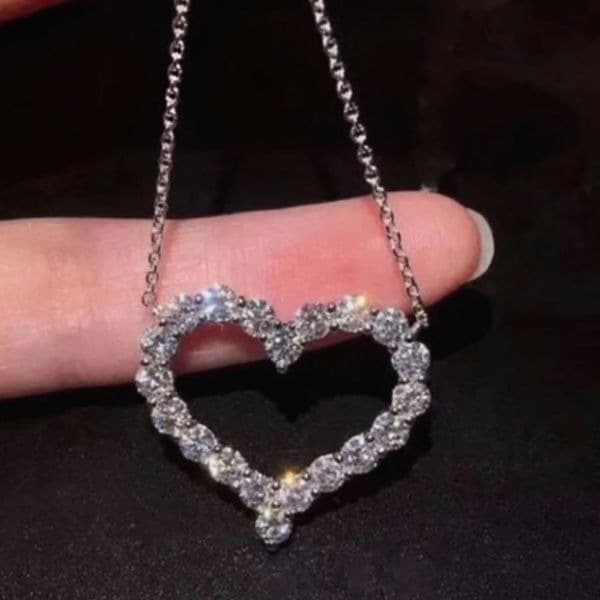 Last one!!The Darling Heart and sterling necklace with lab created stones - Image 1
