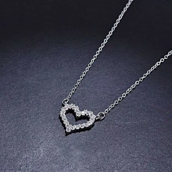 Last one!!The Darling Heart and sterling necklace with lab created stones - Thumbnail 8