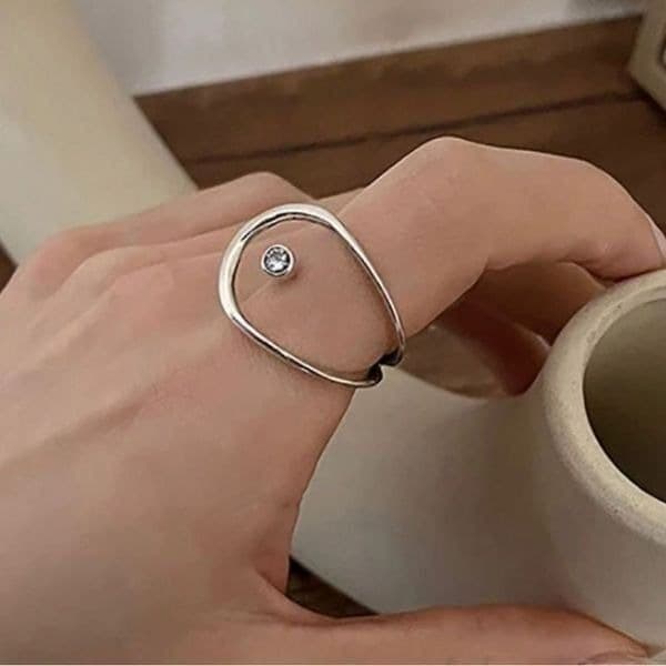 The Innovation Statement Ring adjustable in 925 and cubic zirconia - Thumbnail 2