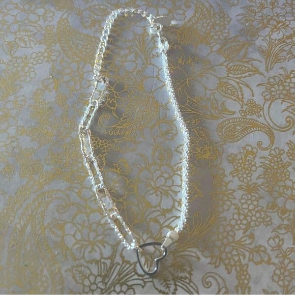 The Multimedia Dainty Heart link pendant bracelet in 925 silver. - Thumbnail 5