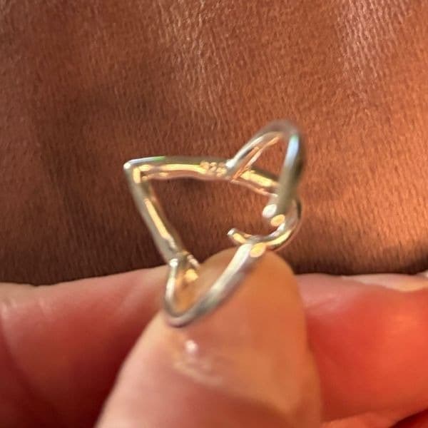 Big Heart adjustable ring in 925 sterling silver - Thumbnail 6