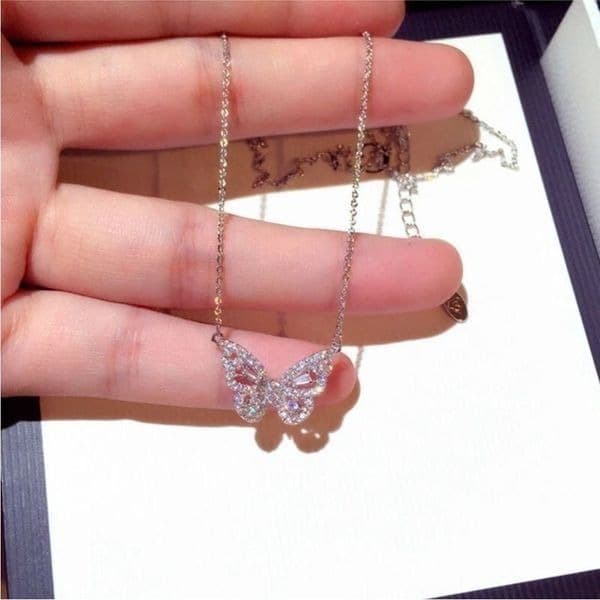 Rose gold butterfly necklace in 925 - Thumbnail 2