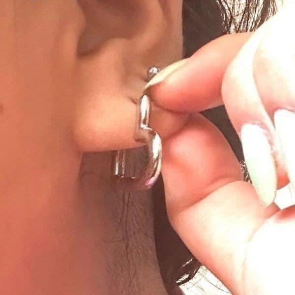 The Statement Heart earrings hoop huggie in 925 silver - Thumbnail 5