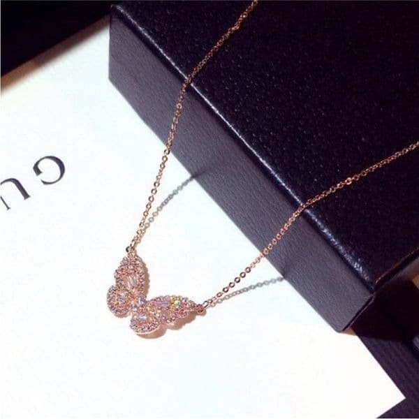 Rose gold butterfly necklace in 925 - Image 1