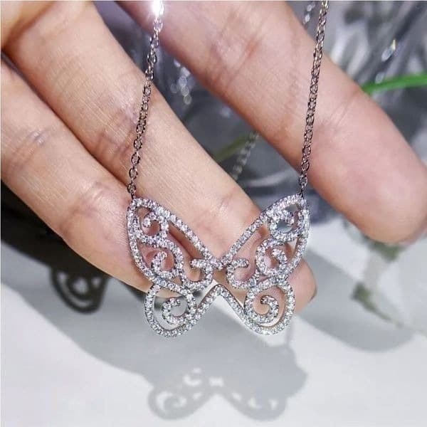 The Brilliant Butterfly pendant necklace in 925 silver and cubic zirconia - Thumbnail 3