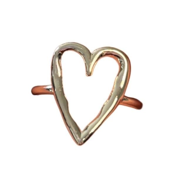 Big Heart adjustable ring in 925 sterling silver - Thumbnail 5