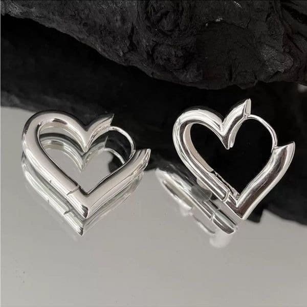 The Statement Heart earrings hoop huggie in 925 silver - Thumbnail 2