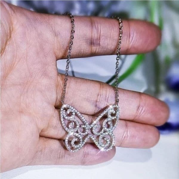 The Brilliant Butterfly pendant necklace in 925 silver and cubic zirconia - Thumbnail 4