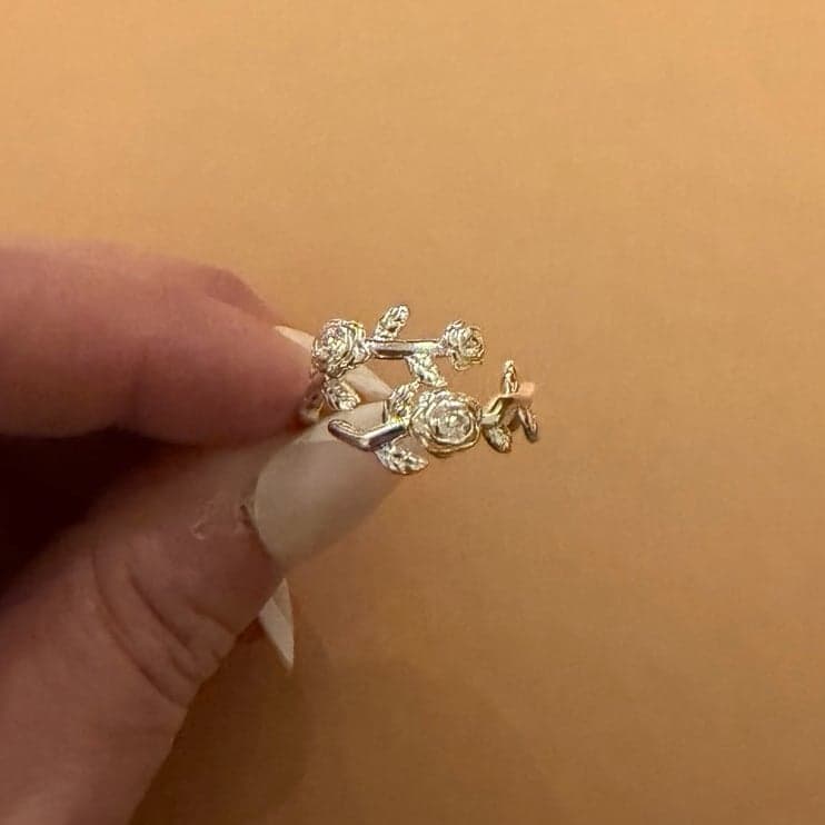 The delicate flower ring in sterling silver adjustable - Thumbnail 3