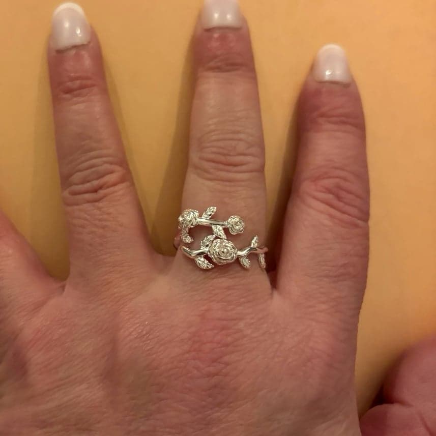 The delicate flower ring in sterling silver adjustable - Thumbnail 2