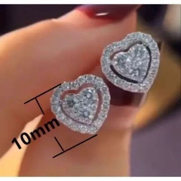 Dainty Hearts stud 925 and white sapphire earrings - Thumbnail 3