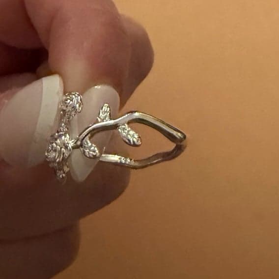 The delicate flower ring in sterling silver adjustable - Thumbnail 5