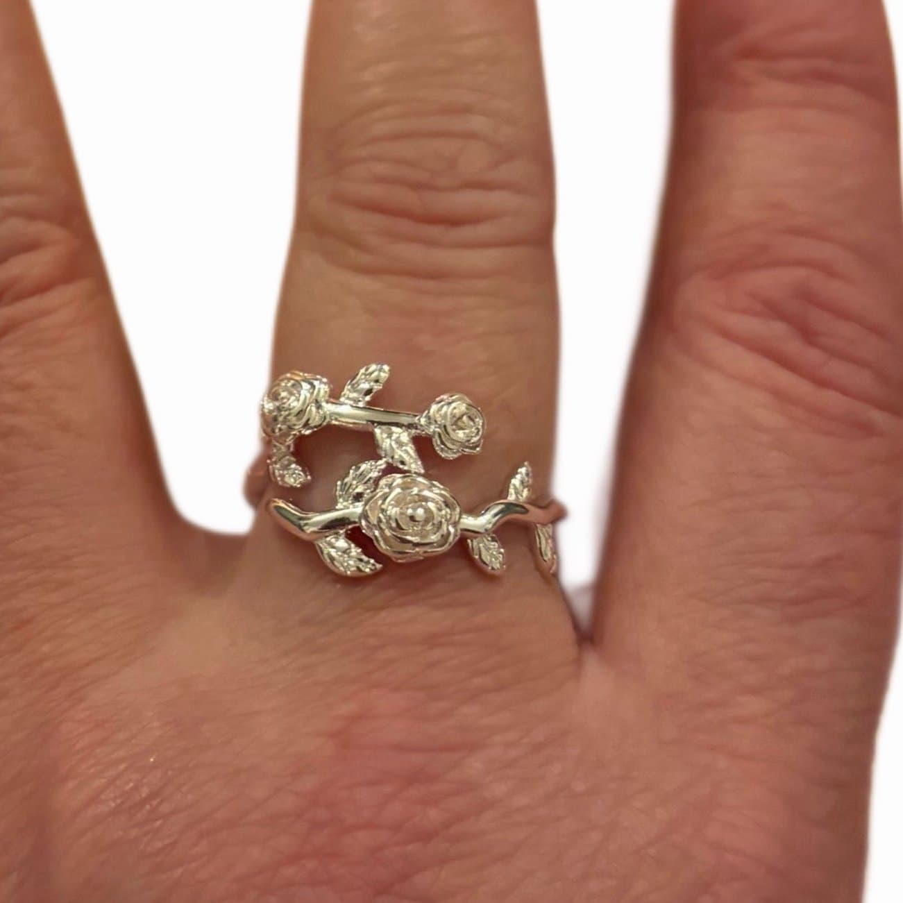 The delicate flower ring in sterling silver adjustable - Thumbnail 6