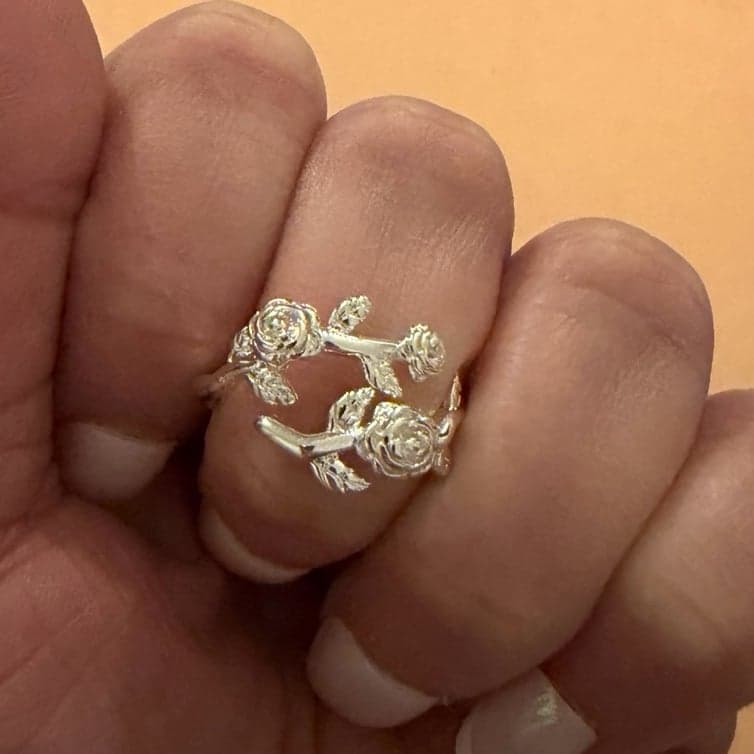 The delicate flower ring in sterling silver adjustable - Thumbnail 4