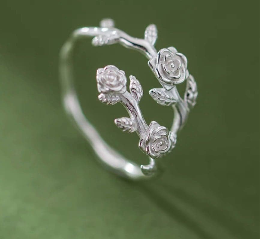 The delicate flower ring in sterling silver adjustable - Thumbnail 7