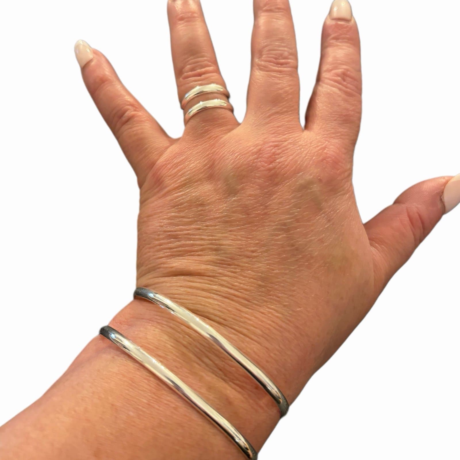 The Double Duo Sterling Silver ring and Bracelet set 2pc set - Image 1