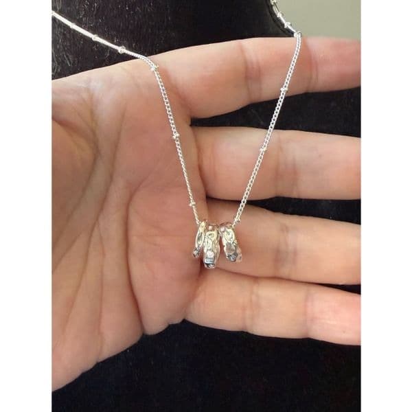 The triple chic pendant necklace in 925 silver and lab created stones. - Thumbnail 6
