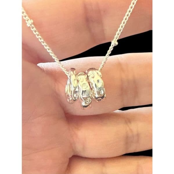 The triple chic pendant necklace in 925 silver and lab created stones. - Thumbnail 3