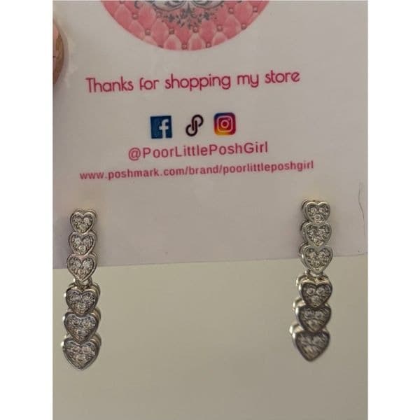 The 5 heart drop dangle earrings in 925 silver and lab created stones - Thumbnail 6